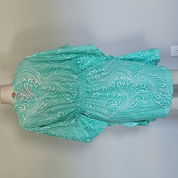 Lindsay Phillips green whispy print swim cover up-S/M - Picture 4 of 10